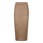 Rib Lange Rok Wild Cashmere , Beige , Dames