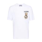 Wit Katoen Regular Fit T-Shirt Moschino , White , Heren