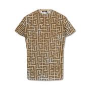 Monogram Print T-shirt Balmain , Multicolor , Heren