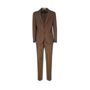 Single Breasted Suits Eleventy , Brown , Heren