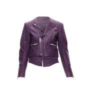 Pre-owned Leather outerwear Balenciaga Vintage , Purple , Dames