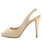 Pre-owned Canvas heels Christian Louboutin Pre-owned , Beige , Dames