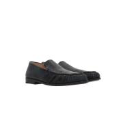 Zwarte leren ronde neus mocassin schoenen Marsell , Black , Dames