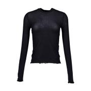 Wmn mini logo ls tee longsleeves zwart Olaf Hussein , Black , Dames