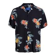 Tropische Bloemen Resort Korte Mouw Overhemd Jack & Jones , Black , He...