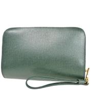 Pre-owned Leather clutches Louis Vuitton Vintage , Green , Dames