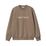 Bruine Sweatshirt Geborsteld Katoen Loose Fit Carhartt Wip , Brown , H...