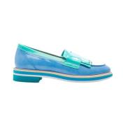 Blauw Groen Wit Leren Loafer Pertini , Blue , Dames