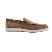 Beige Suède Loafer Santoni , Brown , Heren