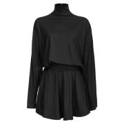 Flowing Jersey Turtleneck Mini Jurk Pinko , Black , Dames