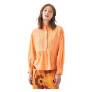 Katoenen voile Victoriaanse stijl blouse Anna Antik Batik , Orange , D...