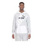 Grijze en witte hoodie met grafische print Puma , Gray , Heren