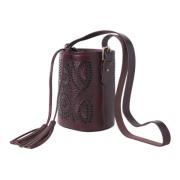 Kleine kantstijl open lederen emmer tas Galy Antik Batik , Multicolor ...