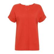 Bright Red Kerstin Gebreide T-shirt Mansted , Red , Dames