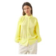 Katoenen voile blouse Anna Antik Batik , Yellow , Dames