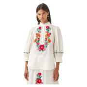 Met de hand geborduurde blouse Clotilda Antik Batik , White , Dames