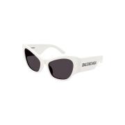 Wit Montuur Grijze Lens Zonnebril Balenciaga , White , Dames