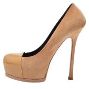 Pre-owned Leather heels Yves Saint Laurent Vintage , Beige , Dames