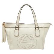 Pre-owned Leather totes Gucci Vintage , Beige , Dames