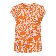 Mandarin Orange Ornament Blouse Part Two , Orange , Dames