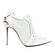 Witte Leren Lace-Up Pumps Christian Louboutin , White , Dames