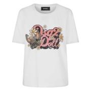 Katoenen Jersey T-Shirt Dsquared2 , White , Dames