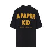 Zwart Logo Print Oversize T-shirt A Paper Kid , Black , Heren