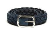 Blauw Leren Hunting Double Riem Orciani , Blue , Heren