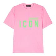 Katoenen Jersey T-Shirt Dsquared2 , Pink , Dames