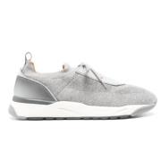 Mélange Ribgebreide Sneakers Santoni , Gray , Heren