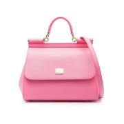 Roze Sicily Top Handle Tote Tas Dolce & Gabbana , Pink , Dames