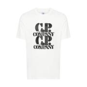 T-shirt met logo print C.p. Company , White , Heren