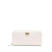 Gewatteerde Lange Portemonnee met Logo Plaque Pinko , White , Dames