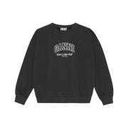 Organisch Katoenen Logo Sweatshirt Ganni , Black , Dames