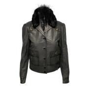 Pre-owned Leather outerwear Gucci Vintage , Black , Dames