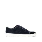 Lage Sneaker met Suède en Patent Captoe Lanvin , Blue , Heren