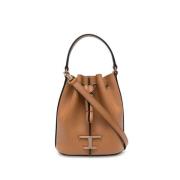 Logo-Charm Leren Bucket Tas Tod's , Brown , Dames