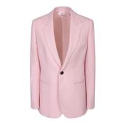 Roze Wol Single-Breasted Jas Burberry , Pink , Dames