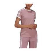 3-Stripes Klieke Tee voor Vrouwen Adidas , Pink , Dames