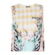 Vintage tanktop met barokprint Balmain , Multicolor , Dames