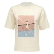 Tennis Print Oversized T-Shirt MVP wardrobe , White , Dames