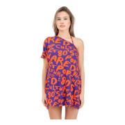 Korte paarse en oranje pop art jurk Dsquared2 , Multicolor , Dames