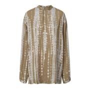 Zachte Oversized Blouse met Handgeverfd Patroon Rabens Saloner , Multi...