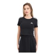 Performance T-shirt Zwart Wit 3-Stripes Adidas , Black , Dames
