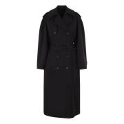 Zwarte Oversized Double-Breasted Trenchcoat Balenciaga , Black , Dames