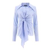 Gingham Stropdas Shirt 100% Katoen Balmain , Blue , Dames