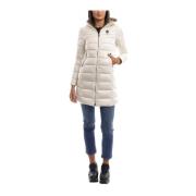 Lange gewatteerde jas met capuchon Blauer , White , Dames