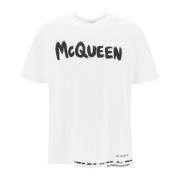 T-Shirt met Graffiti Print en Lettering Alexander McQueen , White , He...