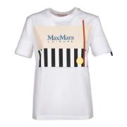 Witte Obliqua Katoenen T-shirt Max Mara , White , Dames