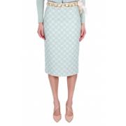 Midi Tube Rok in Logo Print Elisabetta Franchi , Green , Dames